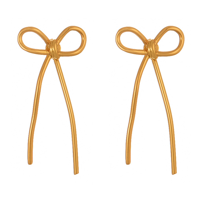 Fashion Gold Copper Bow Earrings