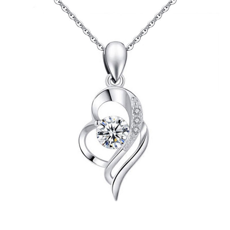 Fashion 1 Carat Moissanite Diamond (white Gold) Silver And Diamond Geometric Necklace