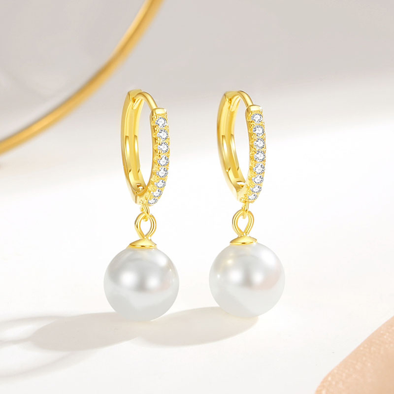 Fashion Gold Silver Diamond Pearl Earrings