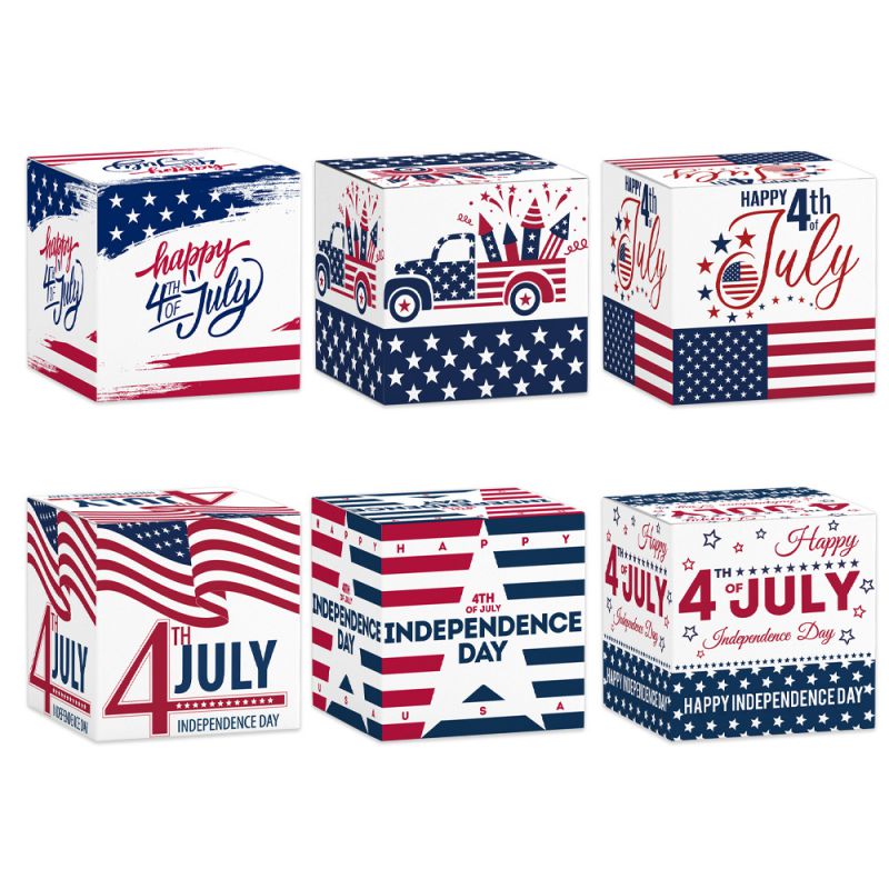 Fashion Two Styles Independence Day Three-dimensional Paper Square Packaging Box