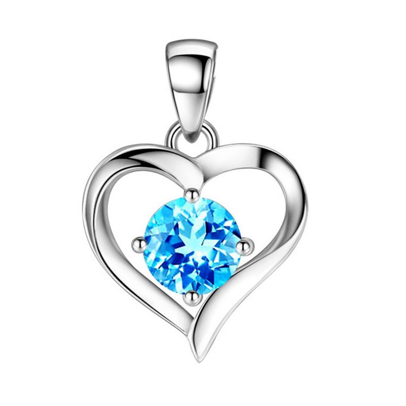 Fashion Blue Diamond (single Pendant Does Not Include Chain) Silver And Diamond Love Pendant