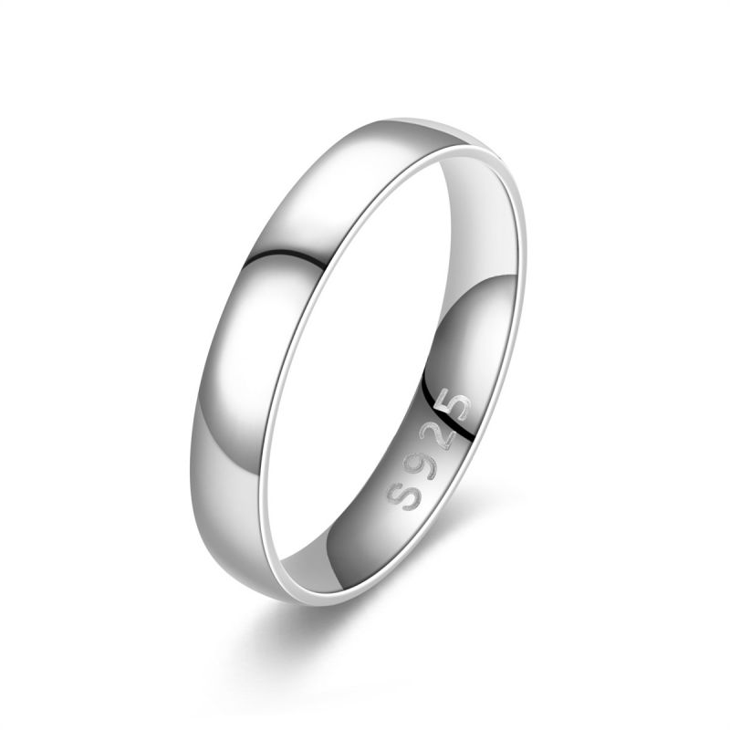 Fashion 4mm Silver S925 Stainless Steel Round Ring