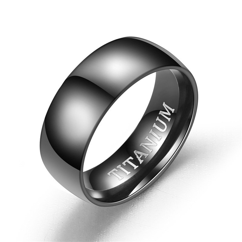 Fashion Matte Titanium Stainless Steel Geometric Round Men's Ring