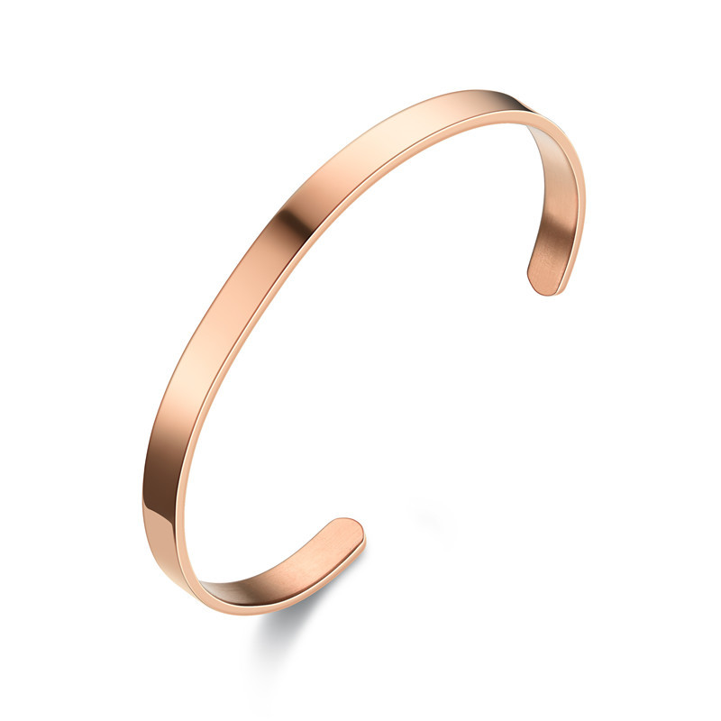 Fashion Rose Gold Wordless Titanium Steel C-shaped Light Plate Bracelet
