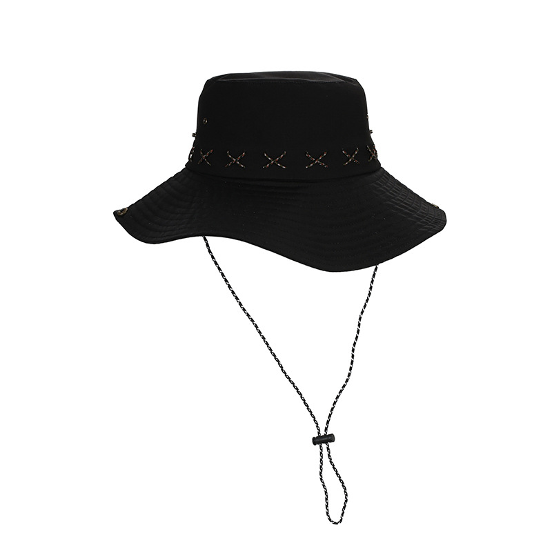 Fashion Cross Rope Quick Dry Cap-black Cross Rope Sun Protection Mountaineering Bucket Hat