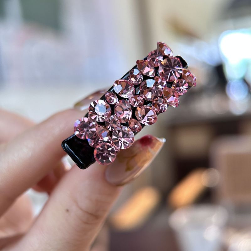 Fashion Pink Geometric Diamond Rectangular Hairpin