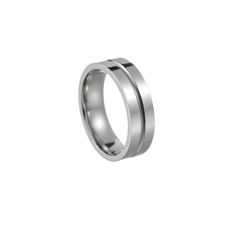 Fashion Silver Titanium Steel Round Men's Ring