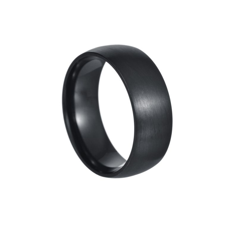 Fashion Black Titanium Steel Round Men's Ring