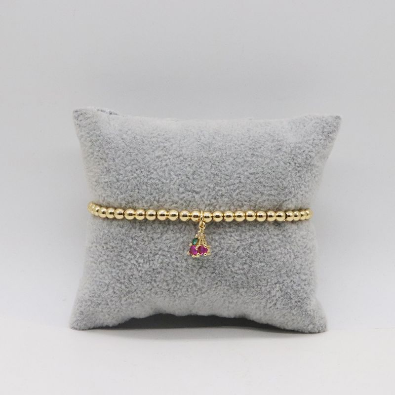Fashion 2# Gold Beaded Diamond Cherry Bracelet