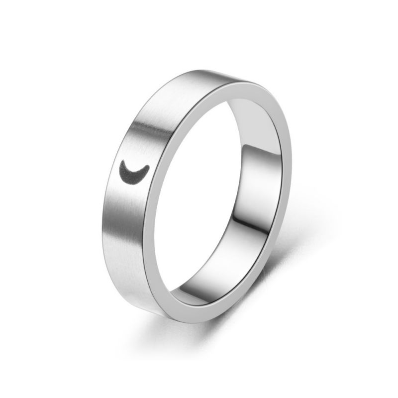 Fashion 4mm Moon Titanium Steel Round Ring