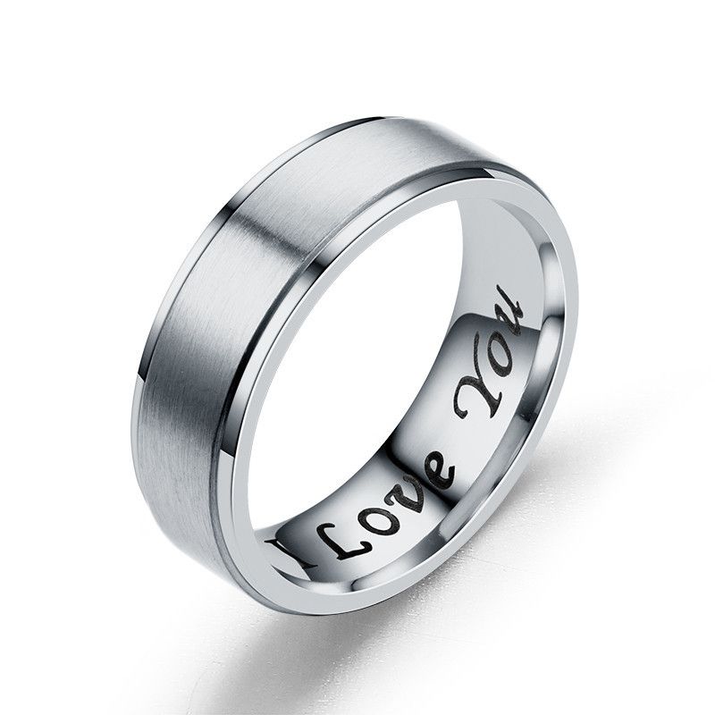 Fashion 6mm Steel Color Stainless Steel Geometric Round Men's Ring
