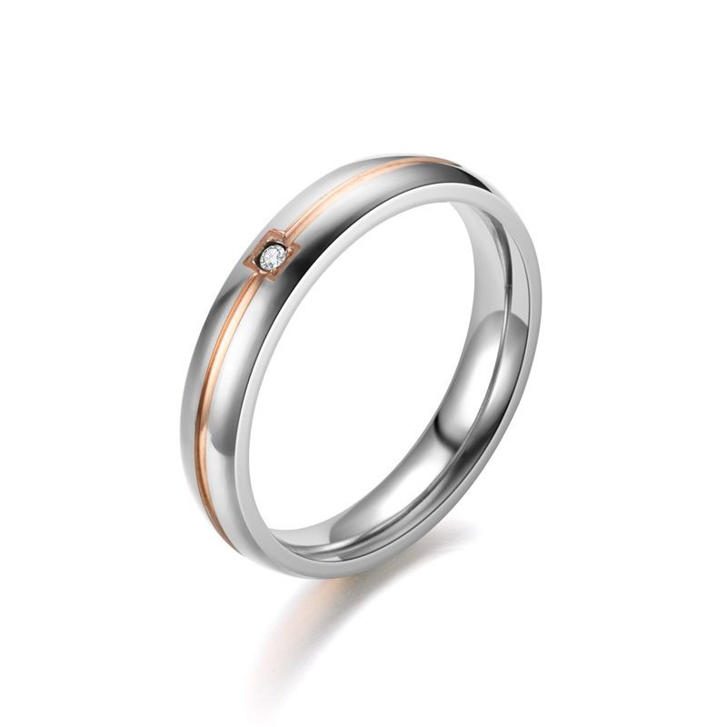 Fashion 4mm Rose Gold Stainless Steel Geometric Round Men's Ring