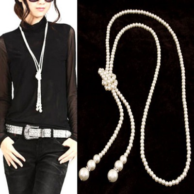 Gothic Silver Color Long Imitation Pearl Simple Design