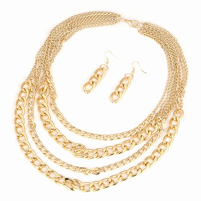 Hurley Gold Color Multilayer Chain Design