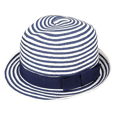 Beautiful Blue Bowknot Decorated Stripe Design Straw Sun Hats