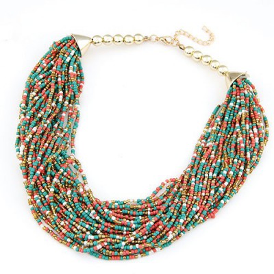 Seamless multicolor beads weave design alloy Beaded Necklaces