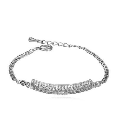Noble white diamond decorated rectangular shape design alloy Crystal Bracelets