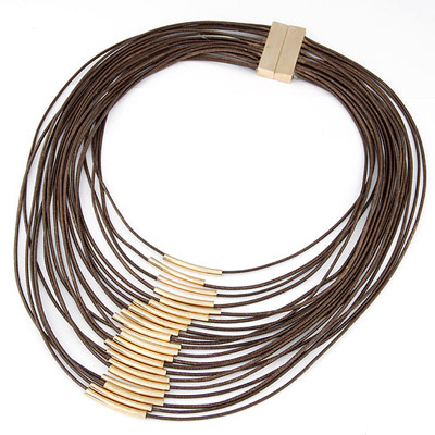 Profession Brown Multilayer Decorated Simple Design Alloy Multi Strand Necklaces