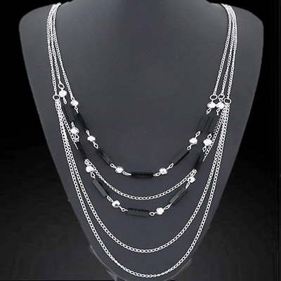 Genuine Silver Color Multilayer Simple Design Alloy Chains