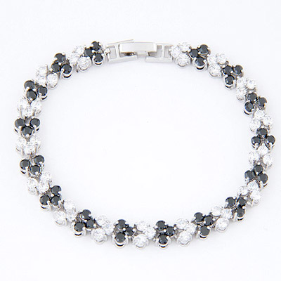 Healing Black Diamond Decorated Round Shape Design Zircon Crystal Bracelets