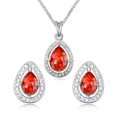 Players Padparadscha Diamond Decorated Waterdrop Shape Design Alloy Crystal Sets