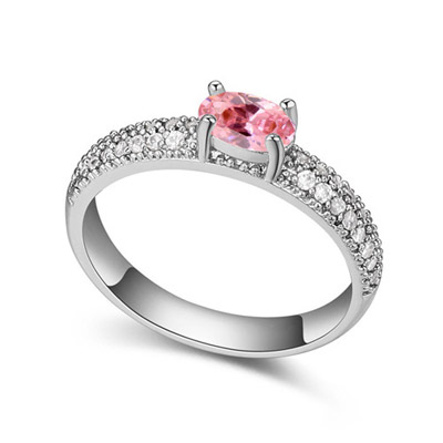Coast Pink Diamond Decorated Simple Design Zircon Crystal Rings