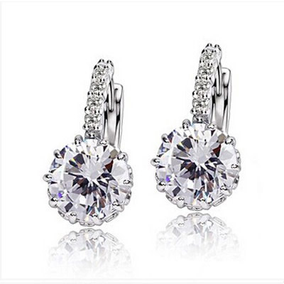 Funny White Diamond Decorated Simple Design Alloy Crystal Earrings