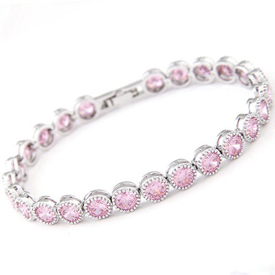 Caspari Pink Diamond Decorated Simple Design Zircon Fashion Bracelets