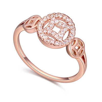 Chunky White & Rose Gold Diamond Decorated Hollow Out Design Zircon Crystal Rings