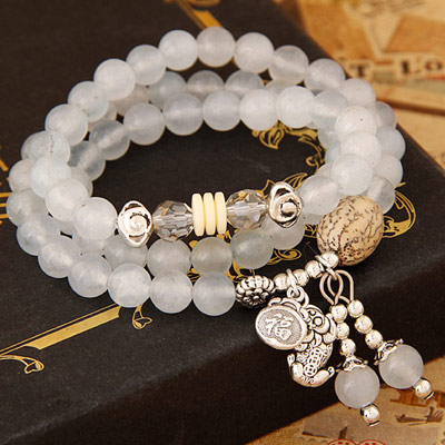 Deathly White Beads Decorated Multilayer Design Alloy Fashion Bracelets