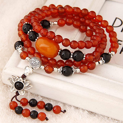 Infinity Red Beads Decorated Multilayer Design Alloy Fashion Bracelets