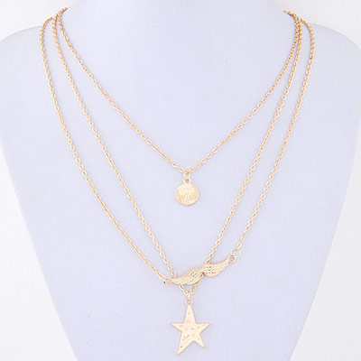 Tall Gold Color Star Pendant Decorated Multilayer Design