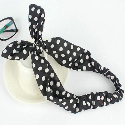 hot Black Dot Pattern Decorated Bowkot Design Fabric Hair band hair hoop