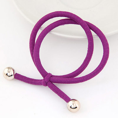 Casual Purple Beads Decorated Double Layer Design Rubber Band Hair Band Hair Hoop
