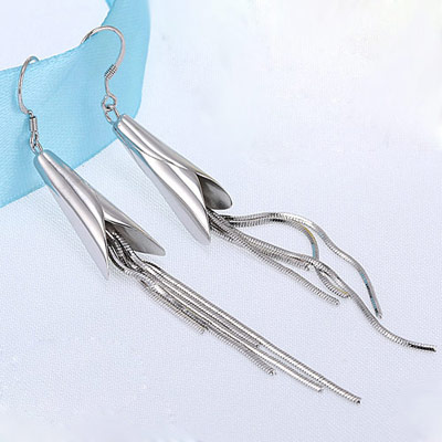 Decorous Silver Color Tassel Decorated Simple Design Cuprum Fashion Earrings