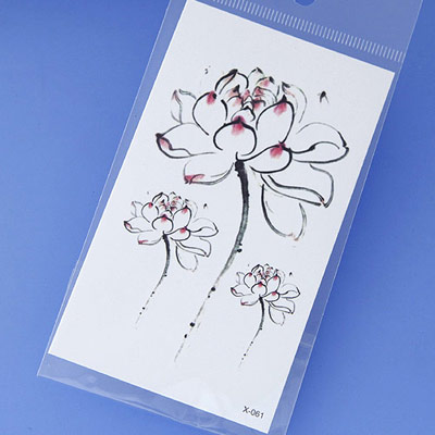Fashion Red Flower Pattern Simple Design Tape Tattoos Body Art