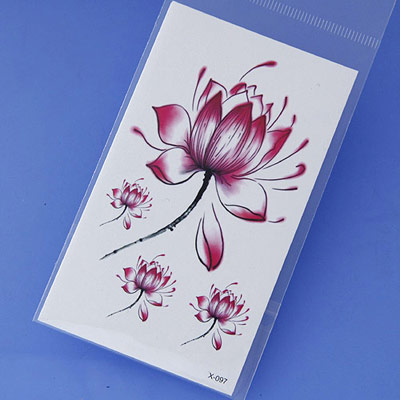 Latest Red Flower Pattern Simple Design Tape Tattoos Body Art