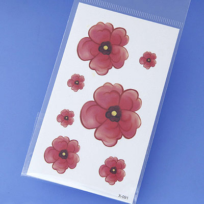 Lucky Claret-red Flower Pattern Simple Design Tape Tattoos Body Art