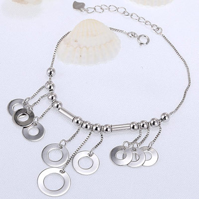 Charming Silver Color Round Shape Decorated Tassel Design Cuprum Fashion Bracelets