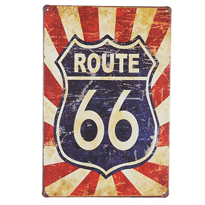 Charming Navy Blue Letter Route 66 Pattern Simple Design