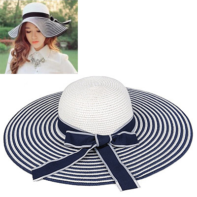 sweet Navy Blue & White Bow-knot Shape Stripe Design