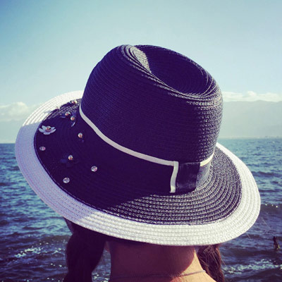 Fashion Black & White Flower Shape Simple Design Paper String Sun Hats