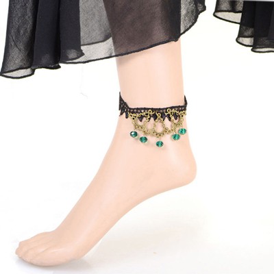 Memorable green gemstone decorated simple design alloy Fashion Anklets