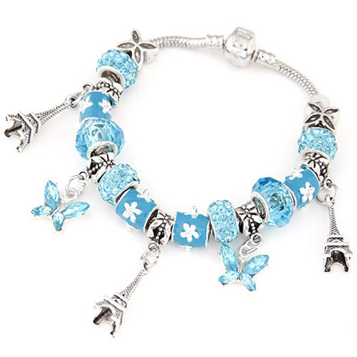 Costume Blue Beads Decorated Eiffel Tower & Butterfly Shape Design