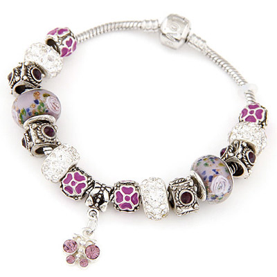 Gorgeous Purple Diamond Decorated Butterfly Shape Design Alloy Fashion Bracelets
