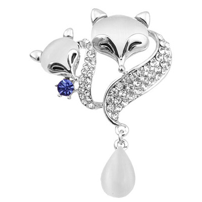 Charming Silver Color Diamond Decorated Fox Shape Design  Alloy Korean Brooches