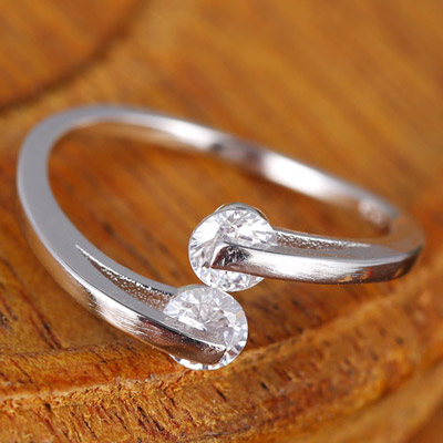 Sweet Silver Color Diamond Decorated Open Design  Alloy Korean Rings