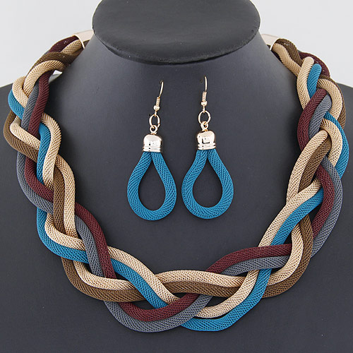 Fashion Blue Metal Chain Weave Simple Design
