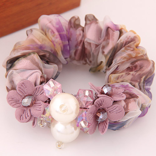Fashion Purple Flower&pearl Decorated Simple Design  Lace Hair band hair hoop