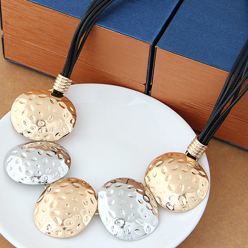 Fashion Silver+gold Color Oval Shape Decorated Multilayer Design